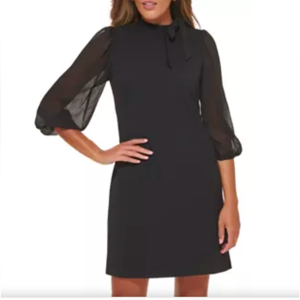 NWT Calvin Klein 3/4 Sleeve Neck Side Tie Sheath Dress
